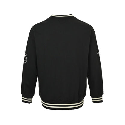 Prada 25Fw contrasting threaded patch letter embroidered round neck sweatshirt