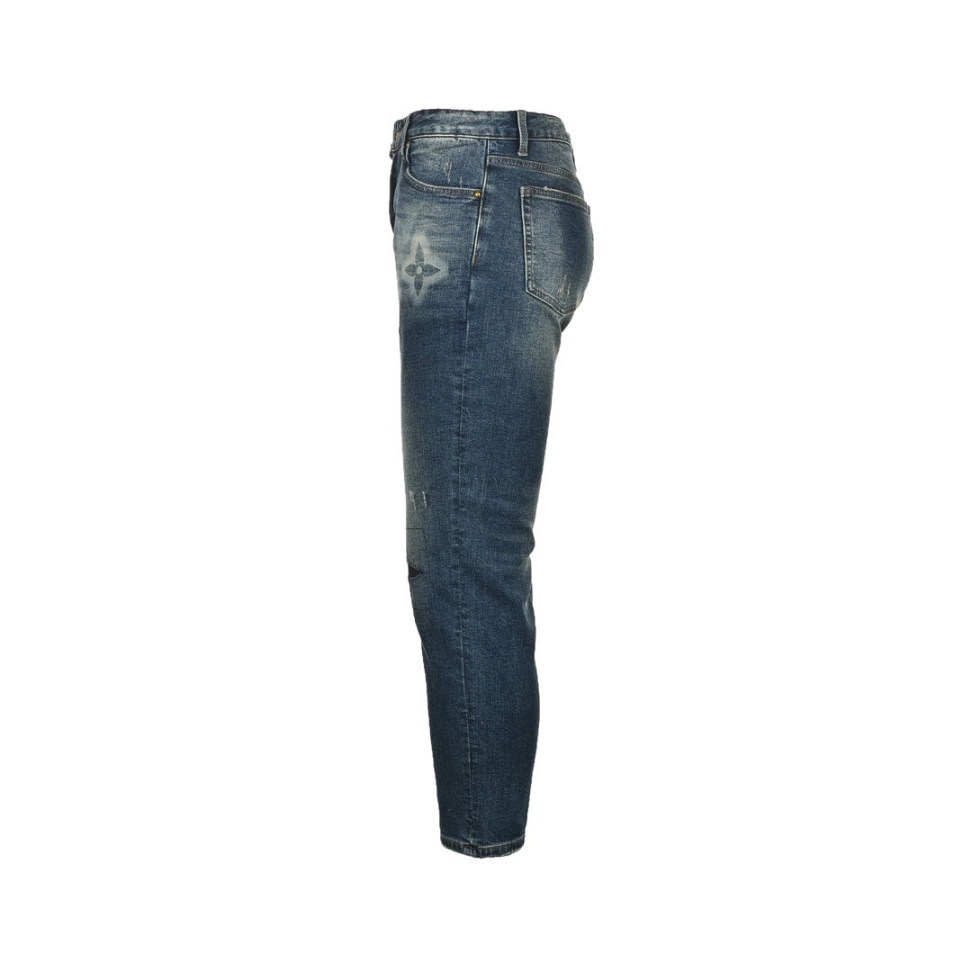 Louis Vuitton 23Fw embroidered patch jeans