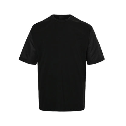 Prada sleeves triangle logo pocket nylon splicing short sleeves