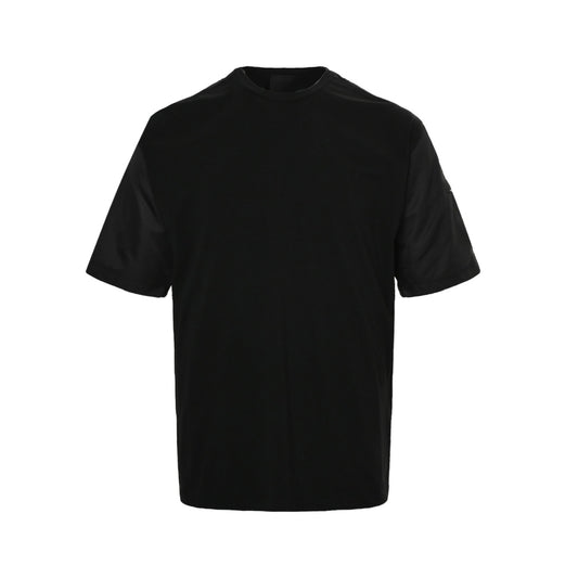 Prada sleeves triangle logo pocket nylon splicing short sleeves