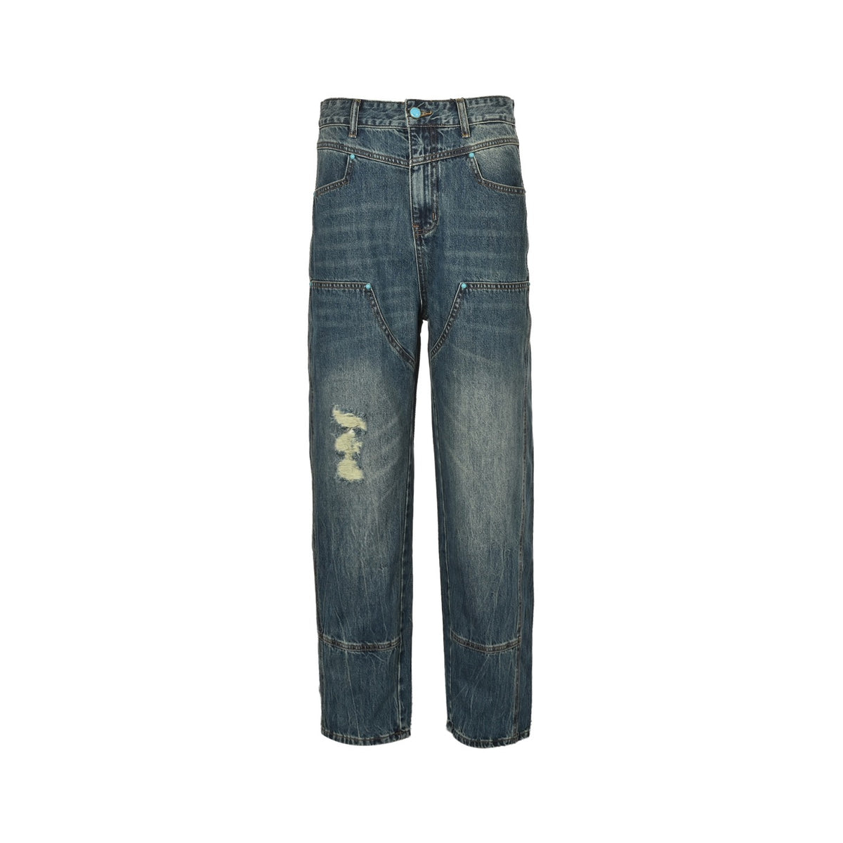 Louis Vuitton 24Fw enamel button washed frayed work jeans