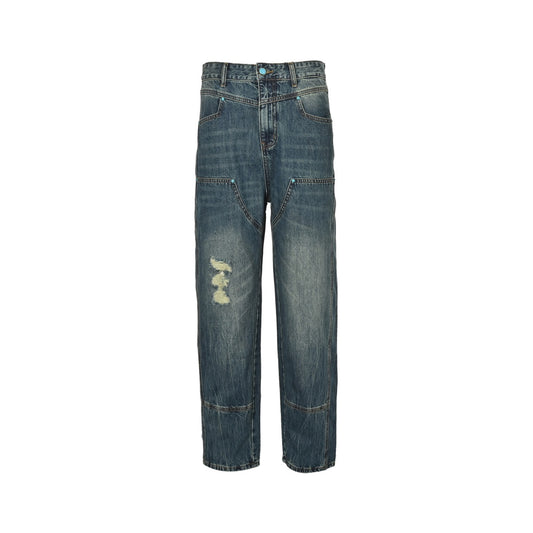 Louis Vuitton 24Fw enamel button washed frayed work jeans