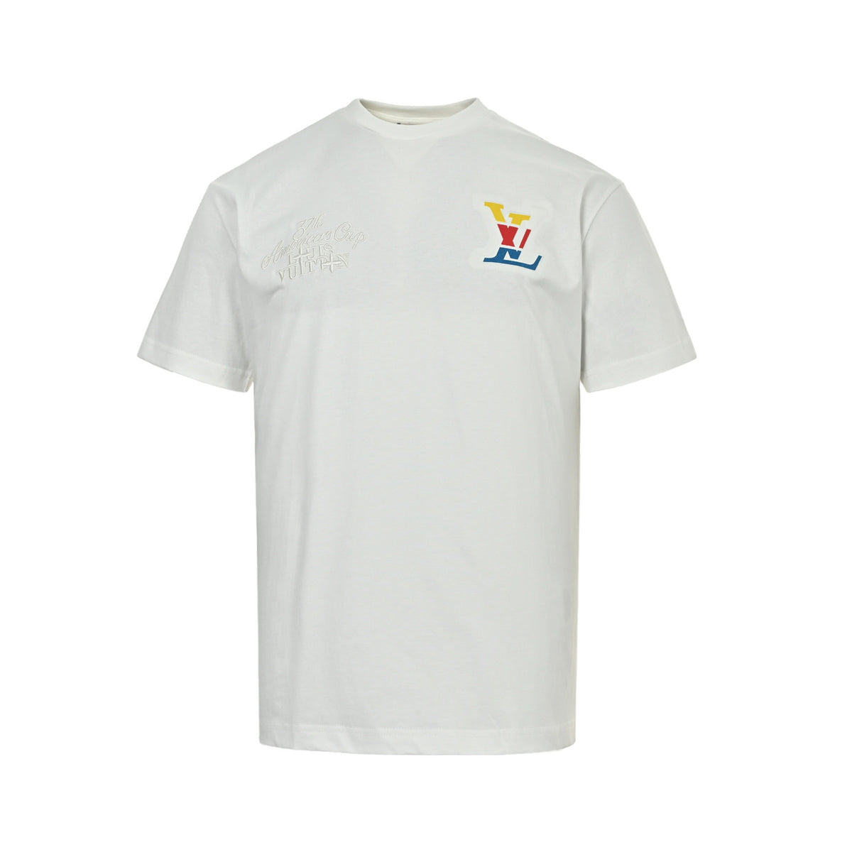 Louis Vuitton colorful spelling embroidered round neck short sleeves