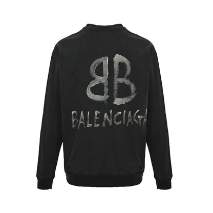 Balenciaga hand-painted luminous printed crew neck sweatshirt