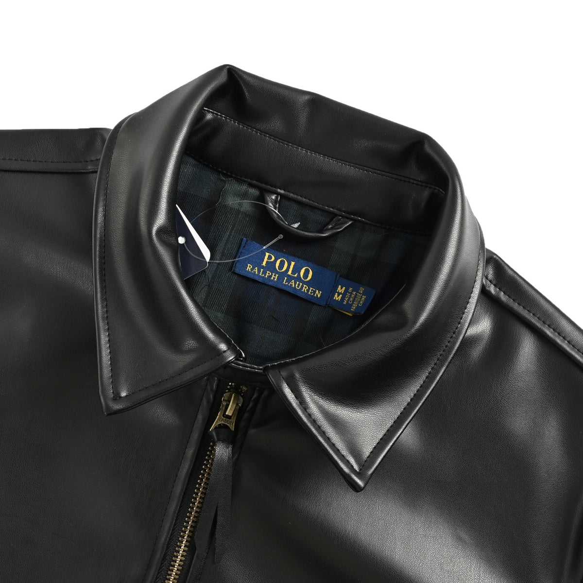 Ralph Lauren solid color leather jacket single