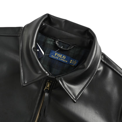Ralph Lauren solid color leather jacket single