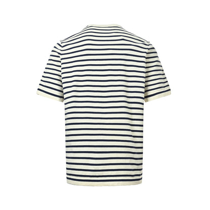 Prada black and white striped embroidered knitted short sleeves