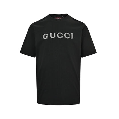 Gucci 26ss ghost letter logo embroidered short sleeves