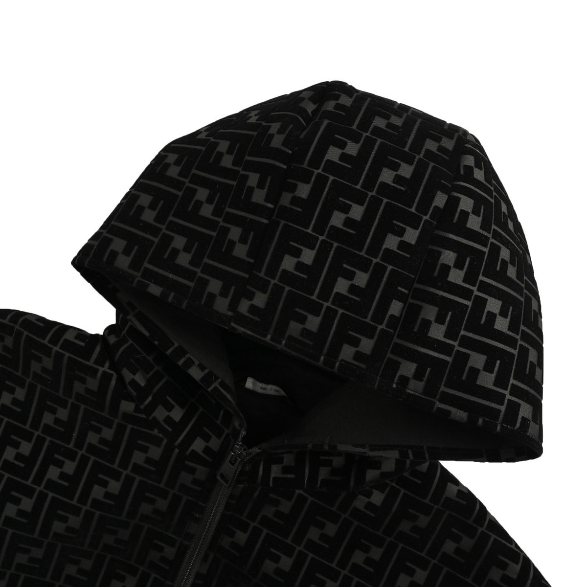 Fendi FF flocked zipper hooded jacket