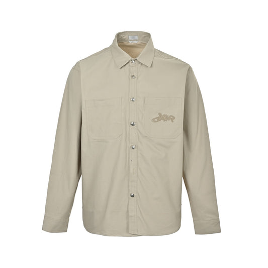 Dior 25Fw joint embroidered logo canvas shirt jacket