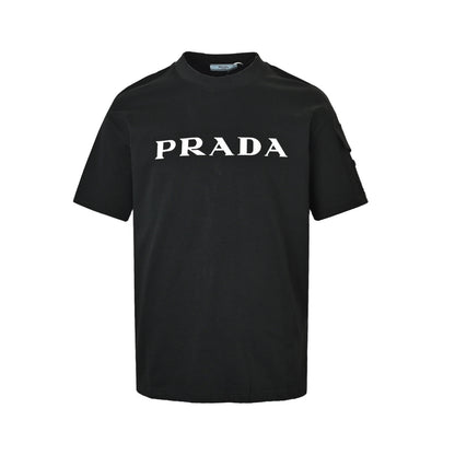 Prada laminated letter sleeve pocket triangle logo short sleeves