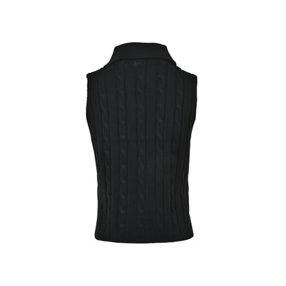 Ralph Lauren pony embroidered cable lapel sleeveless vest