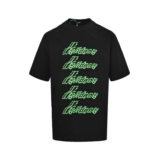 We11 Done 26ss liquid fluorescent logo barrage print short sleeves