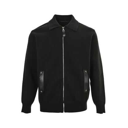 Louis Vuitton 25Fw leather trimmed knitted belted jacket