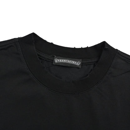 Chrome Hearts/Chrome Heart Heavy Flower Patch Embroidery Round Neck Short Sleeves