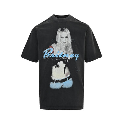 Balenciaga Britney joint printed washed short-sleeves