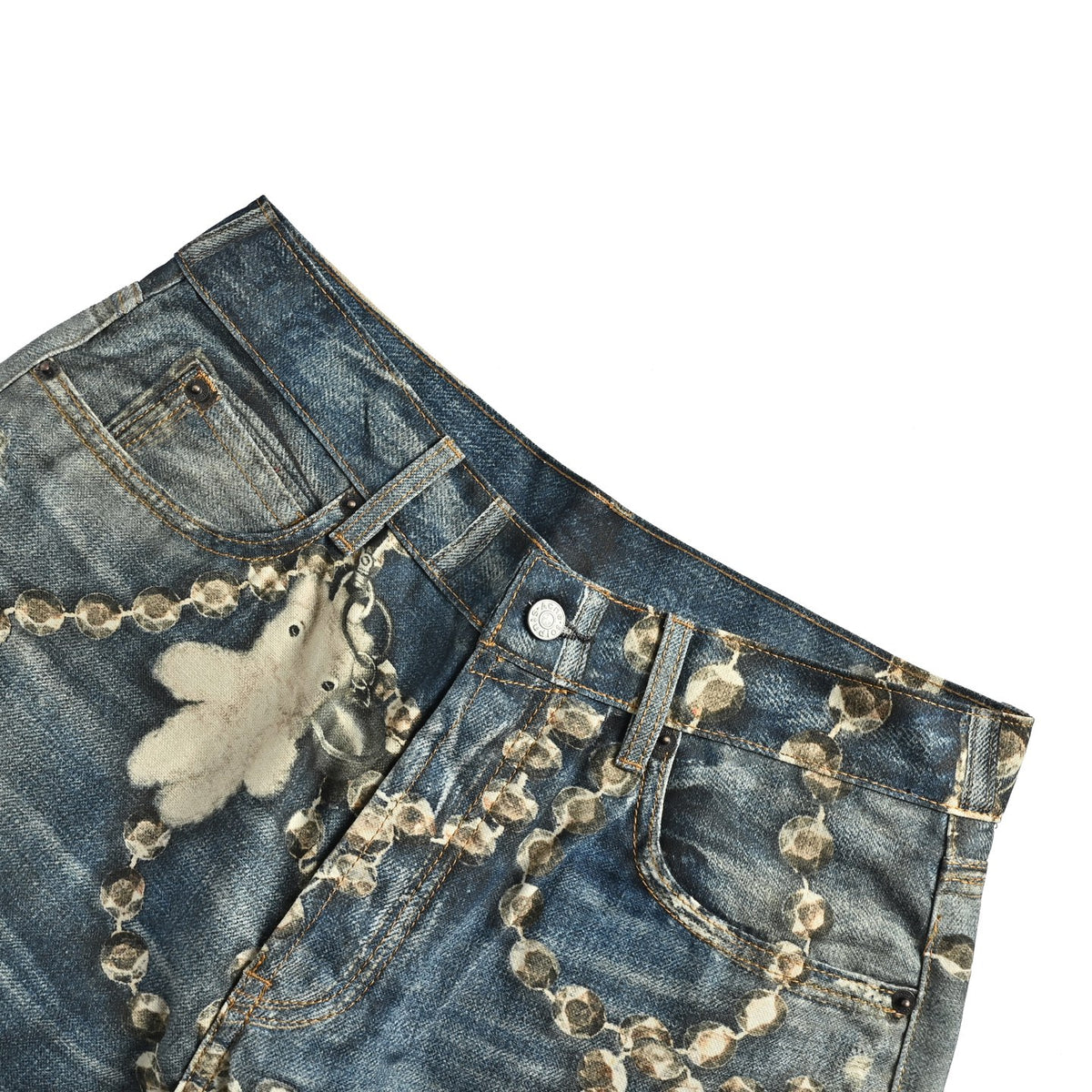 Acne Studios chain print dyed distressed jeans