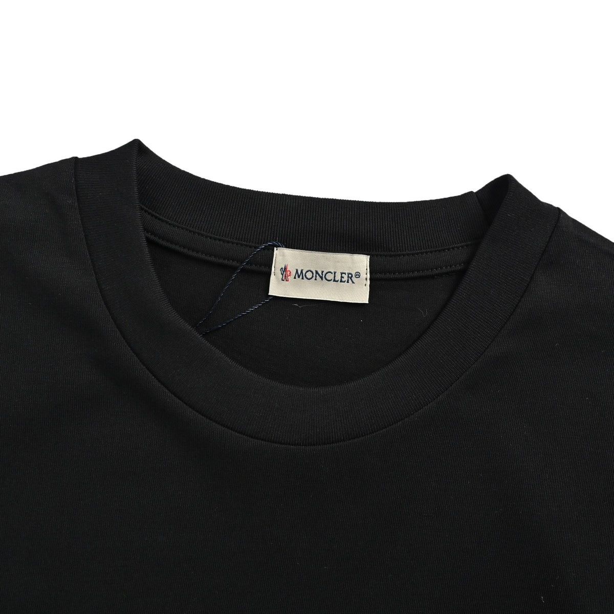 Moncler/muzzled arm patch leather logo round neck short sleeves