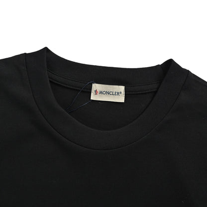 Moncler/muzzled arm patch leather logo round neck short sleeves