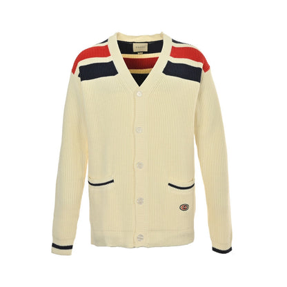 Gucci 25Fw contrast striped knitted cardigan sweater