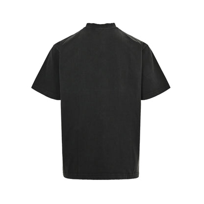 Balenciaga classic distressed lock button washed short sleeves