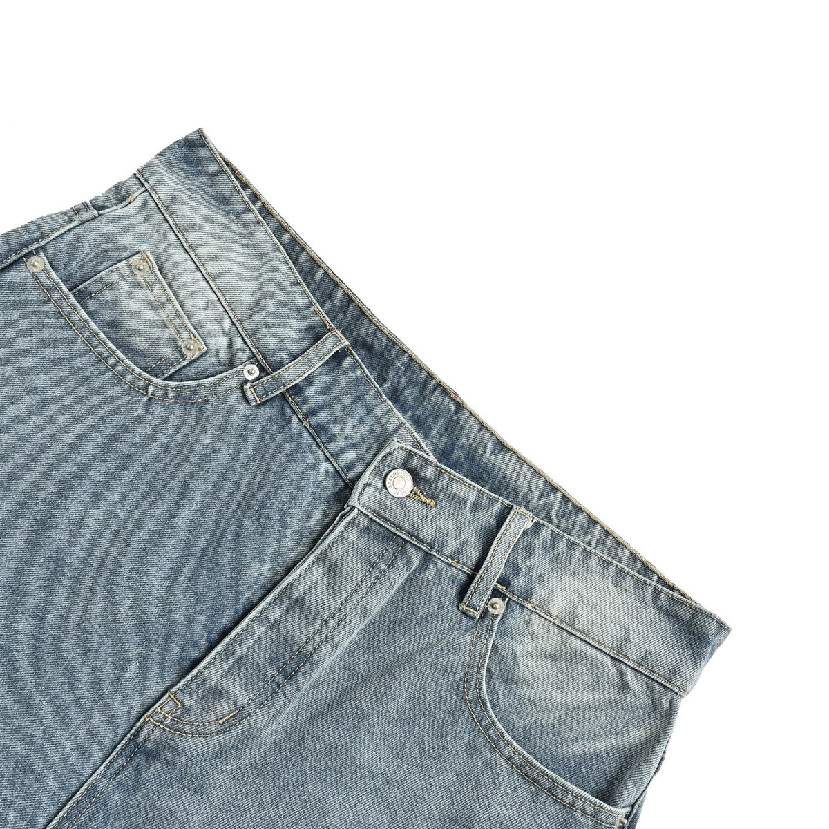 Balenciaga 26ss solid color ripped denim shorts