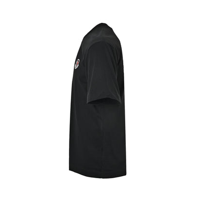 Moncler/muzzled round neck short sleeves with woven logo embroidery on the back