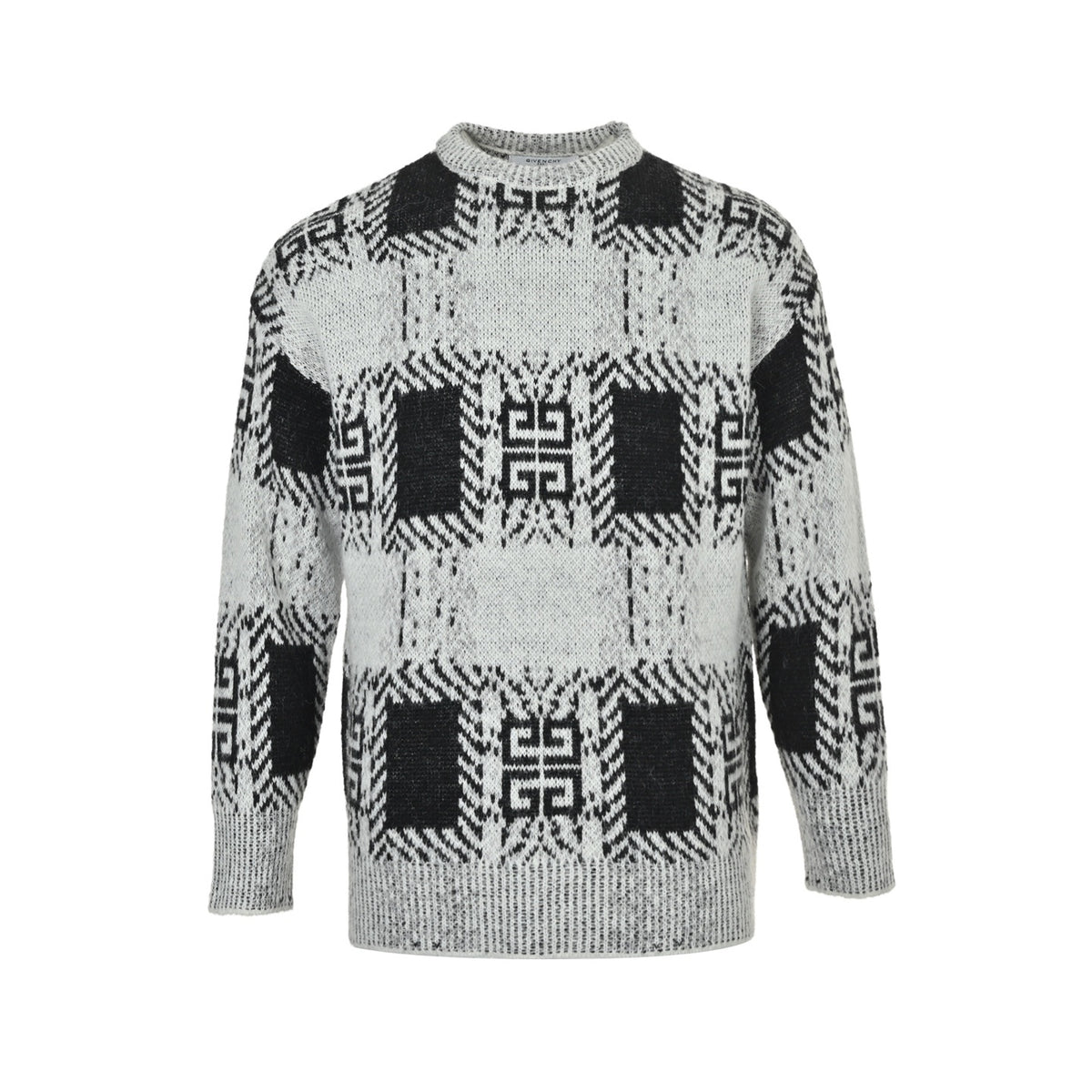 GIVENCHY 25Fw all-over plaid mohair knitted sweater