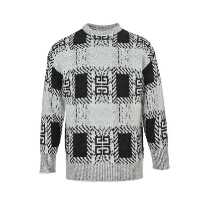 GIVENCHY 25Fw all-over plaid mohair knitted sweater