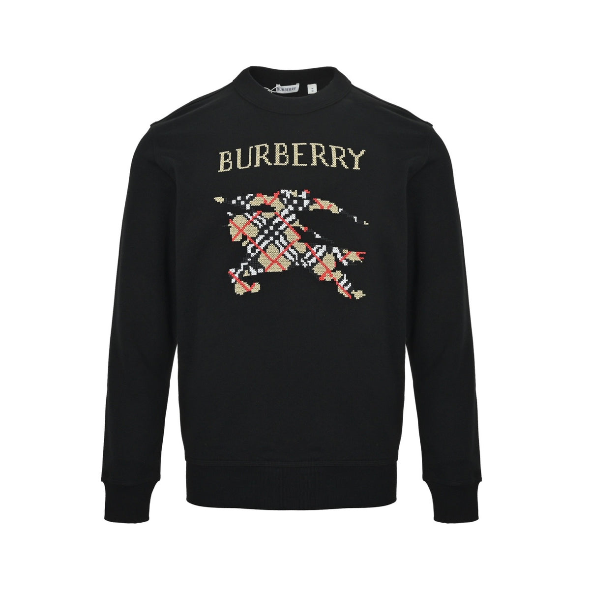 Burberry 25Fw cross-stitch plaid war horse embroidered round neck sweatshirt