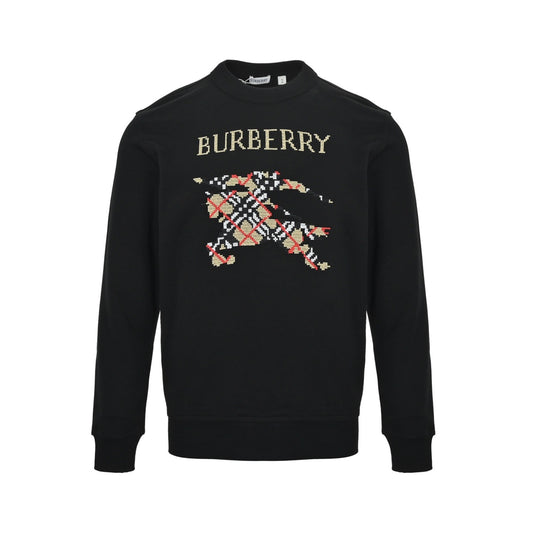 Burberry 25Fw cross-stitch plaid war horse embroidered round neck sweatshirt