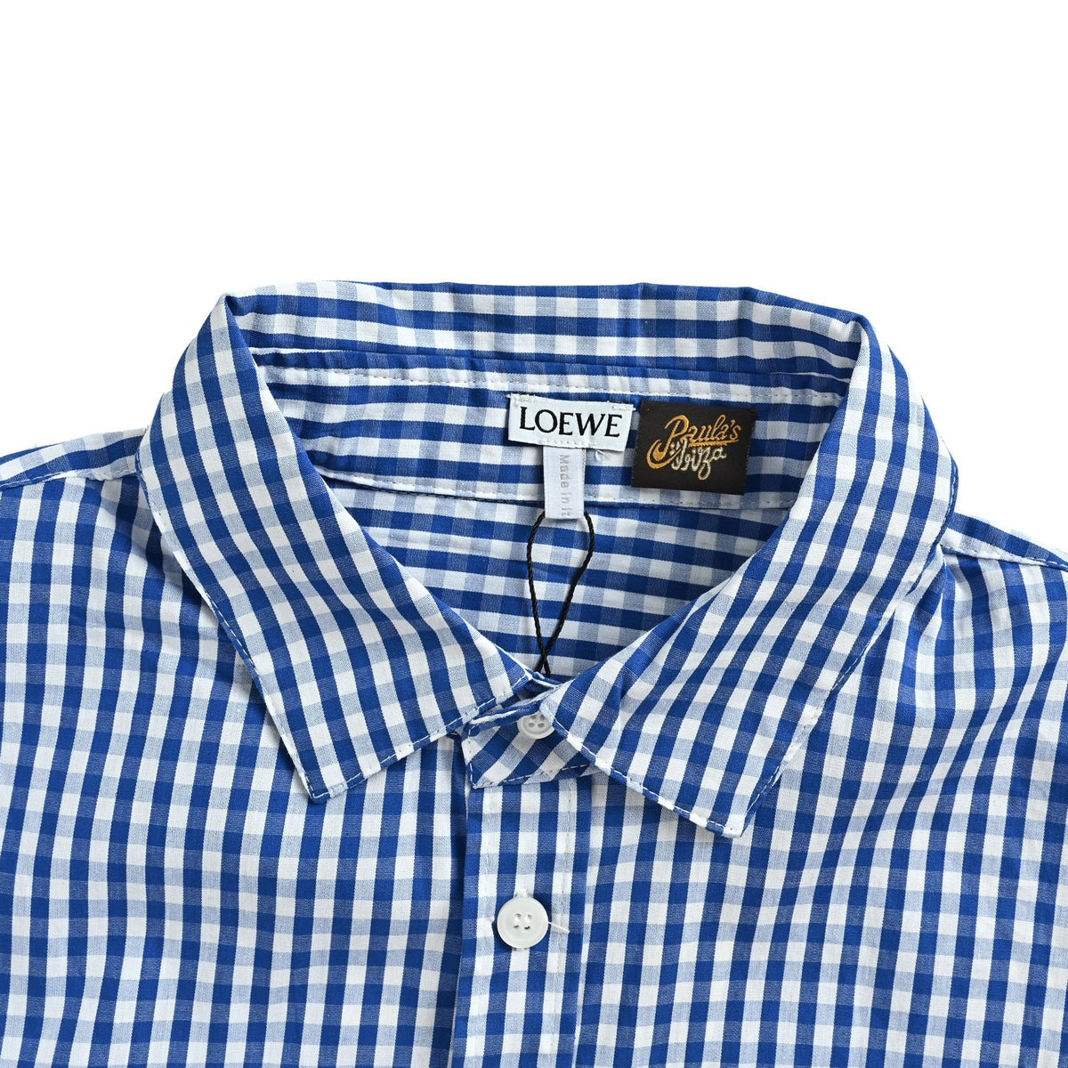 Loewe/Loewei pocket logo embroidered plaid shirt