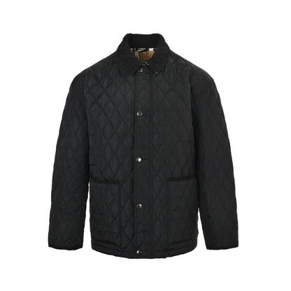 Burberry Corduroy collar pocket quilted plaid cotton jacket
