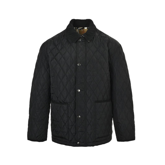 Burberry Corduroy collar pocket quilted plaid cotton jacket