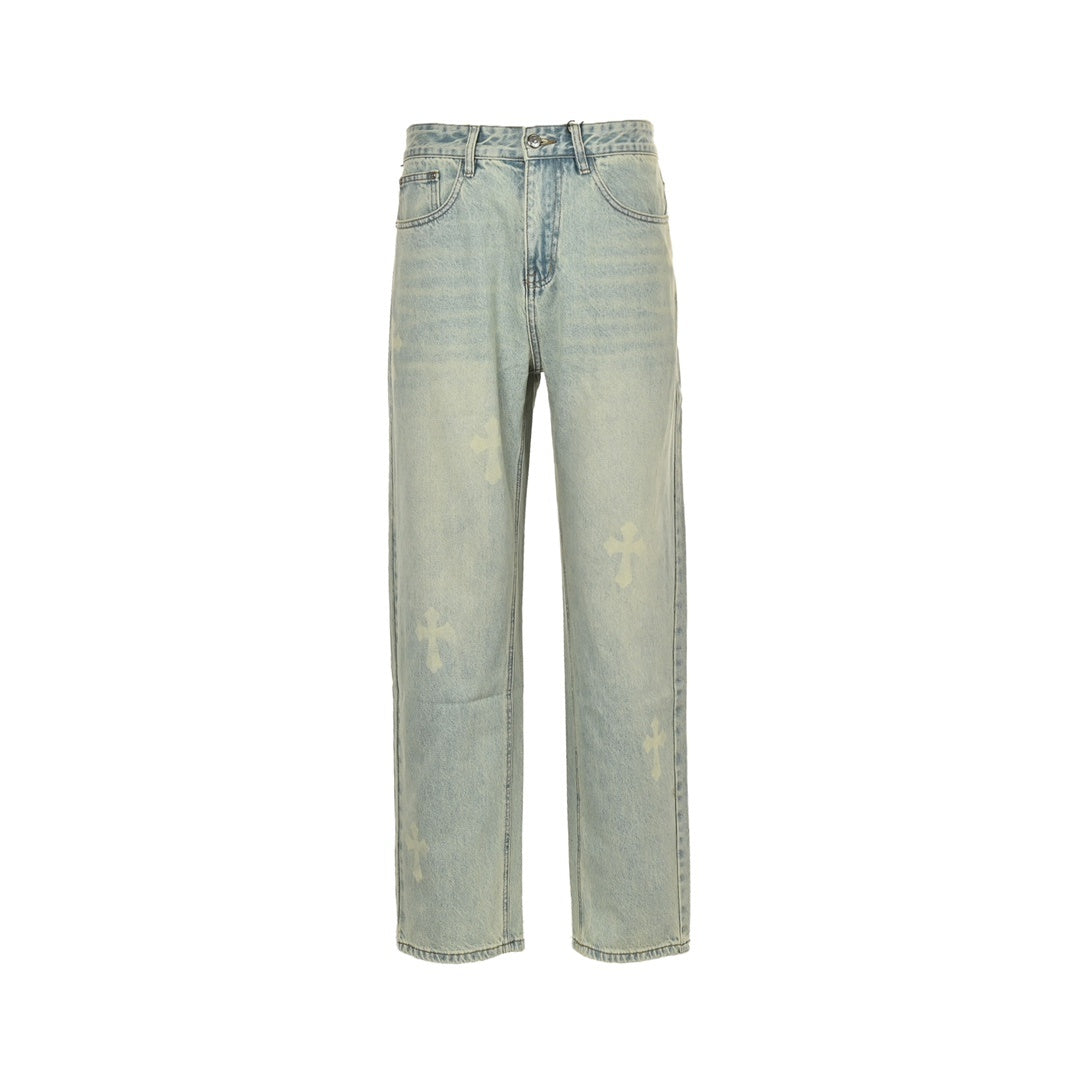 Chtome Heart/Cro Heart Classic White Cross Jeans