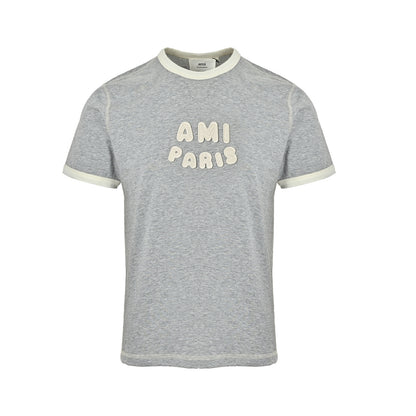Ami Paris contrasting thread embroidered letter short sleeves