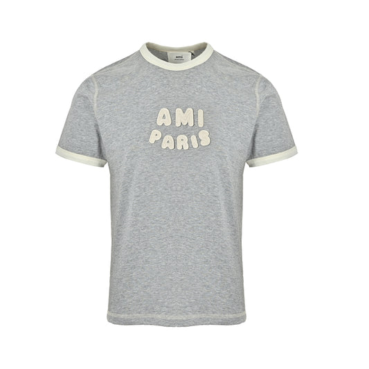Ami Paris contrasting thread embroidered letter short sleeves