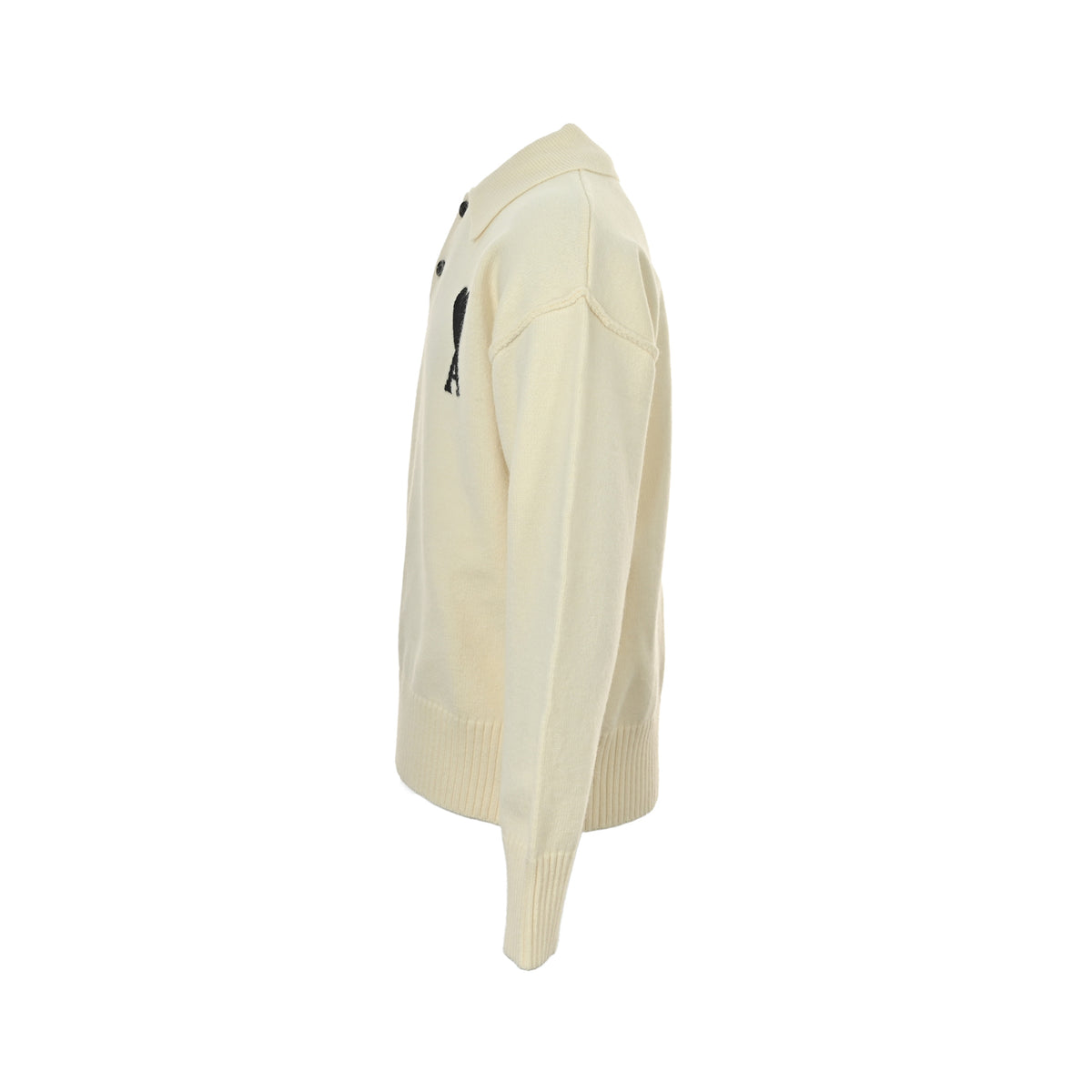 Ami Paris Love Jacquard Knitted Lapel Polo Sweater