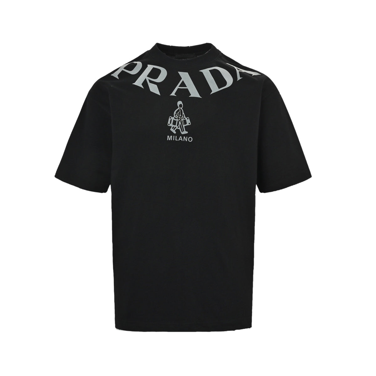 Prada 26ss flocked letter print short sleeves
