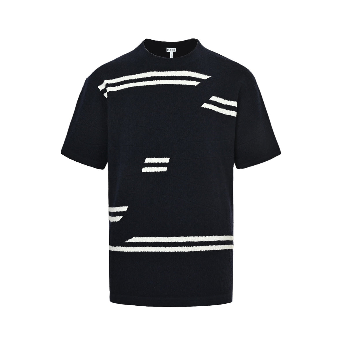 Loewe striped wool embroidered knitted short sleeves
