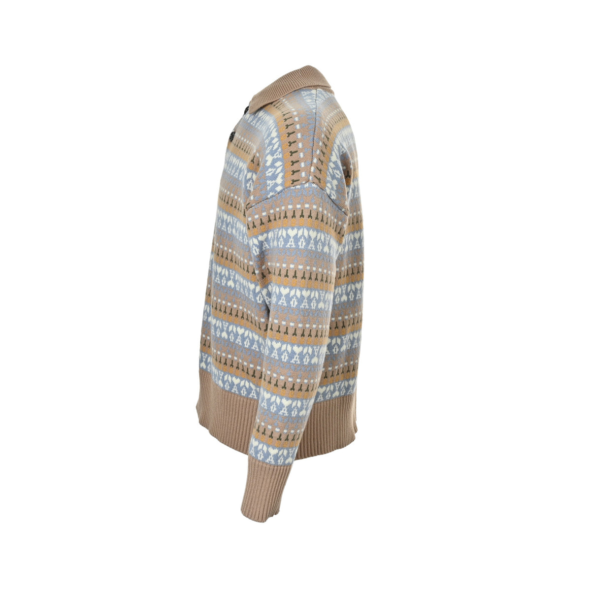 Ami Love Jacquard Striped Lapel Polo Sweater