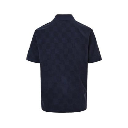 Louis Vuitton 25ss dark checkerboard terry short-sleeved shirt