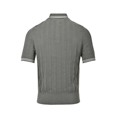 Brunello Cucinelli/BC color block vertical stripe neckline Polo short sleeves