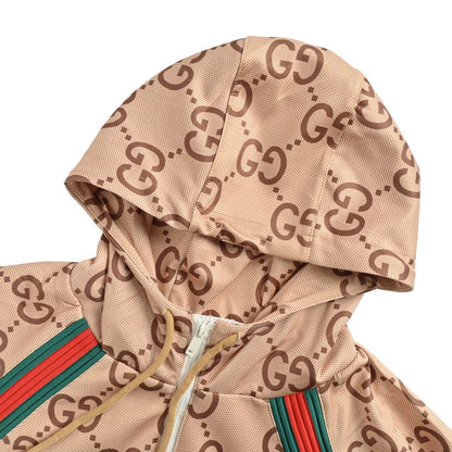 Gucci 25Fw all-over printed GG red and green ribbon suit jacket
