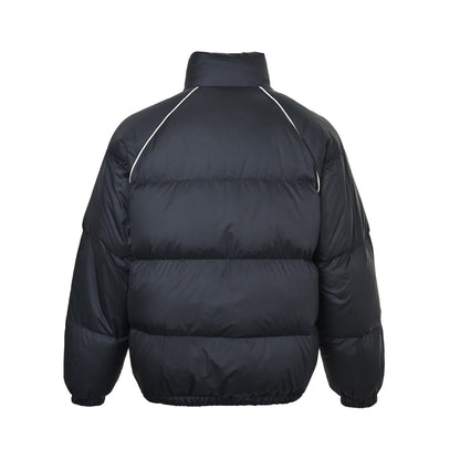 Miu Miu white striped raglan stand collar down jacket