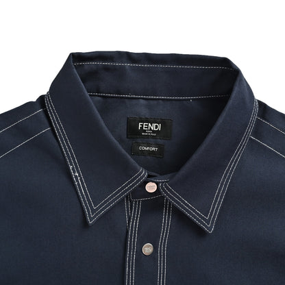 Fendi 26Fw FF embroidered topstitch shirt jacket