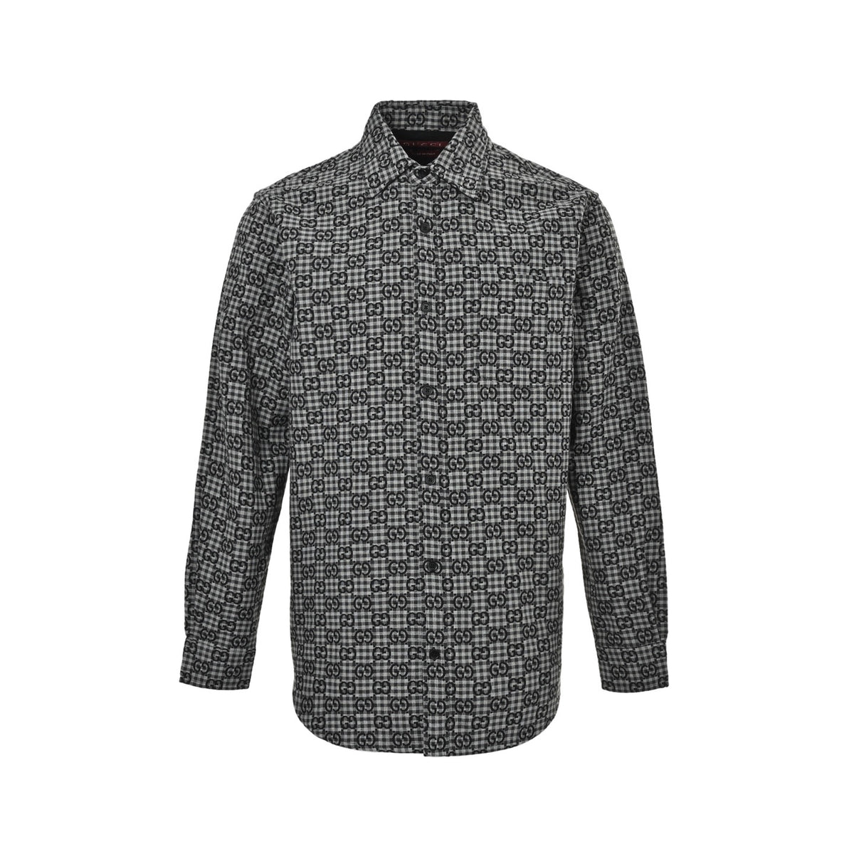 Gucci all-over jacquard plaid long-sleeved shirt