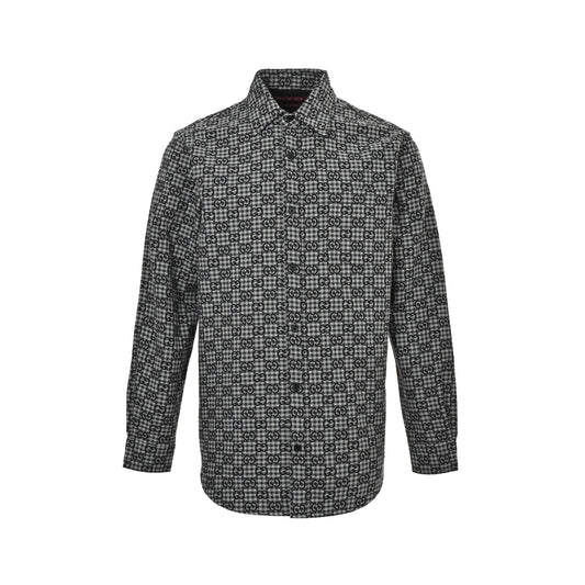 Gucci all-over jacquard plaid long-sleeved shirt