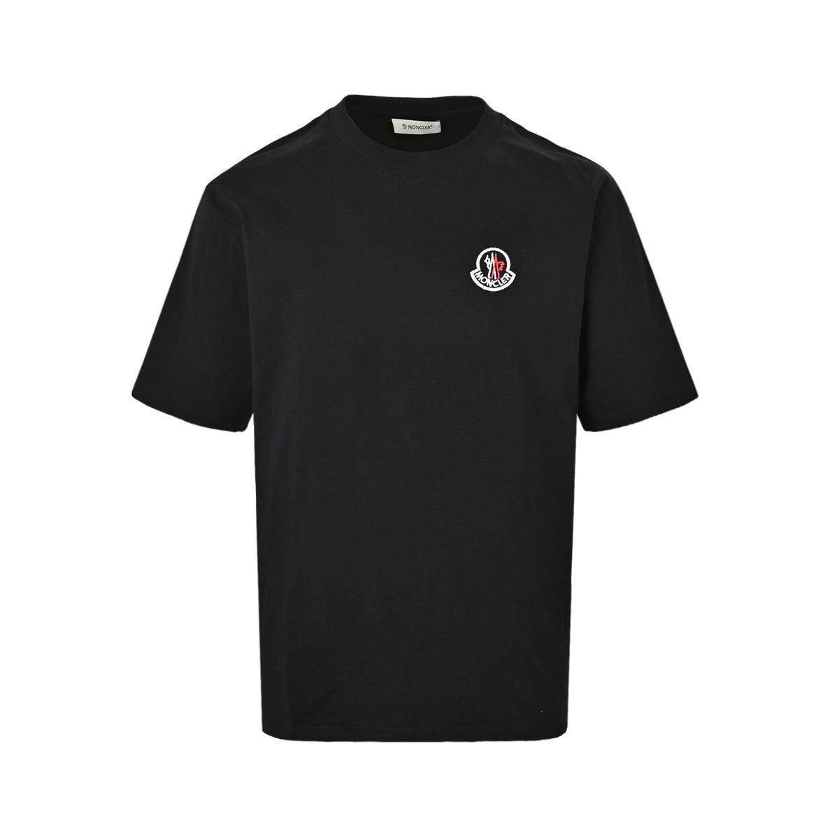 Moncler/muzzled round neck short sleeves with woven logo embroidery on the back