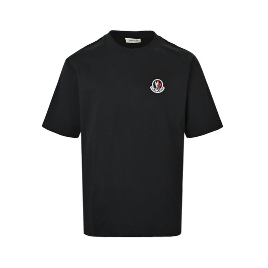 Moncler/muzzled round neck short sleeves with woven logo embroidery on the back